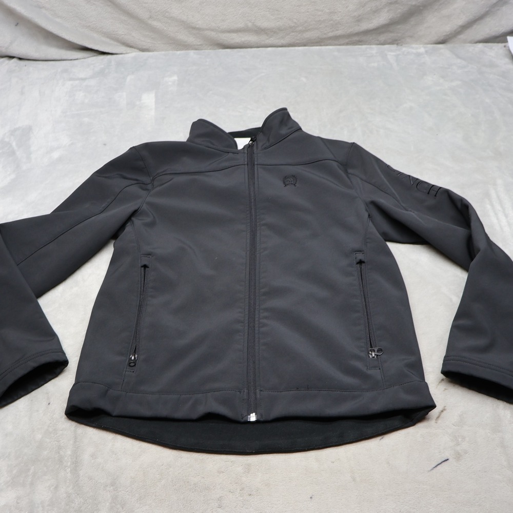 Cinch Jacket Kids XL 14 Black Solid Bonded Softshell Rain Wind Fleece Lined